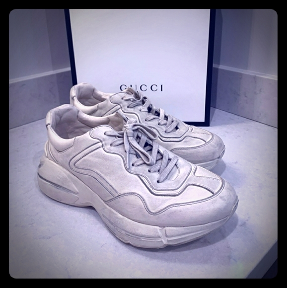 gucci rhyton distressed sneakers